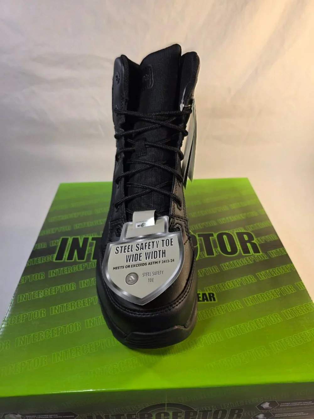 Interceptor Men's Black Leather Tactical Steel Toe Boots Force 2.0 Size 7.5 NWT